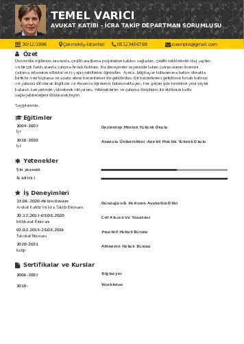 Hukuk Sekreteri Cv Örnekleri cv indir